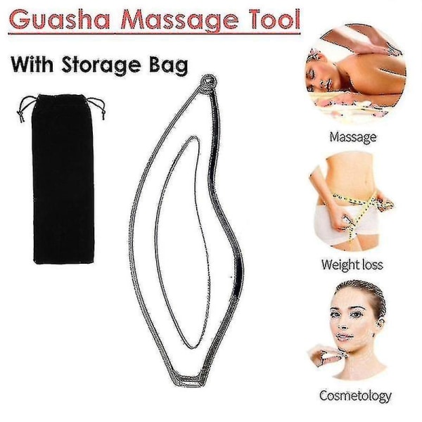 Rustfrit stål Gua Sha Board Manuel Muskler Massager Afslapning Blødt væv Fysioterapi Reducer