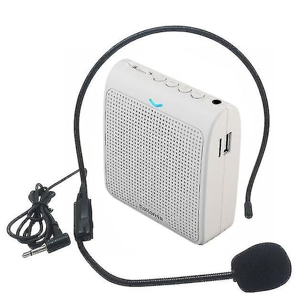 Bärbar mikrofon högtalare Mini röstförstärkare med USB tf-kort FM-radio för lärare Reseguide white