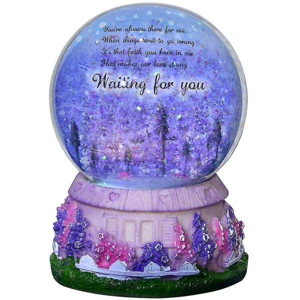 Natlys Water Globe Snow Globe Krystalkugle Musikboks Gave Resin Base