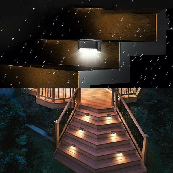 Solar Led Däck Belysning Utomhus Trädgård Uteplats Path Trappa Steg staket Lampa Warm White-Brown 8PCS