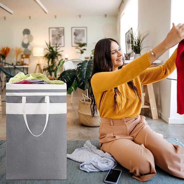 78L kurv til snavset tøj, sammenklappelige pop-up vasketøjskurve, 2-pak.