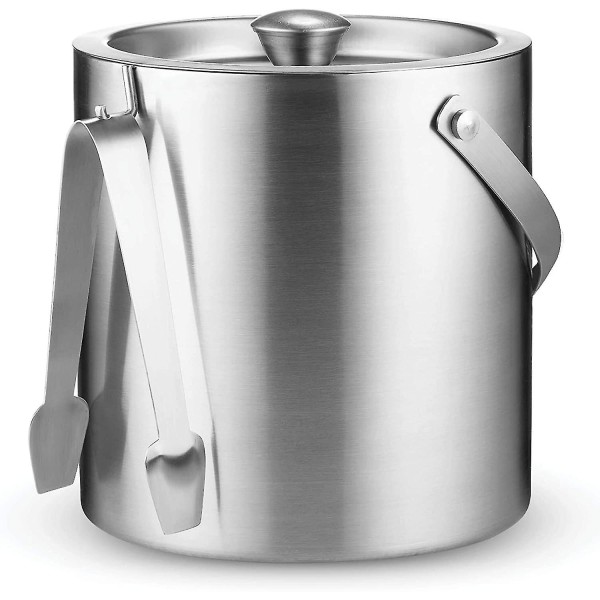 304 Stainless Steel Double-layer Ice Bucket 1.3L oblique mouth