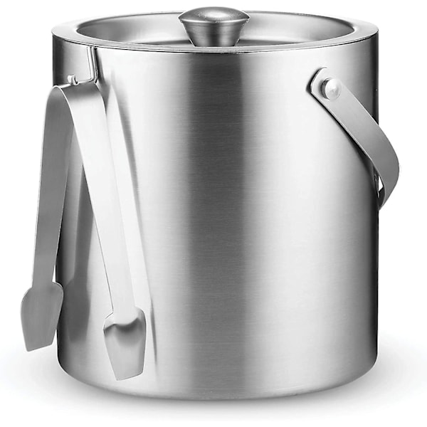 304 Stainless Steel Double-layer Ice Bucket 1.3L oblique mouth