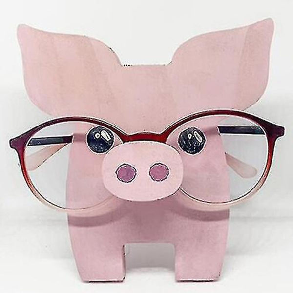 Puinen 3d söpö eläinpää, silmälasien pidike Pig