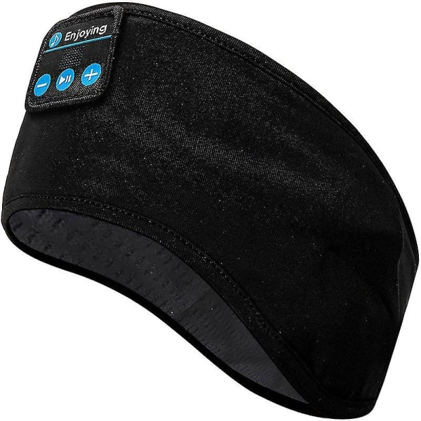 Sömnhörlurar Bluetooth -huvudband som är kompatibelt med sport, sidosömmar, yoga Black