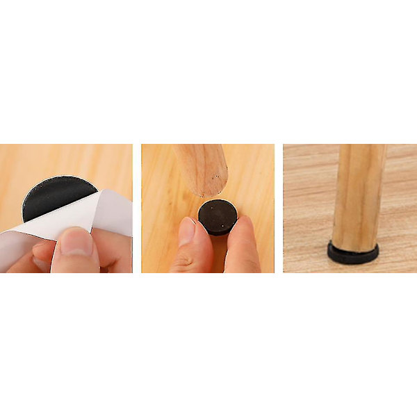 Sklisikker selvklebende gummifotputer Sort Funiture Stolputer Protector Gulvbeskyttere Round 12pcs