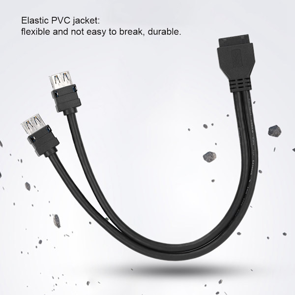 USB 3.0-kabel til frontpanelmontering med faste fødder (0,3 m)