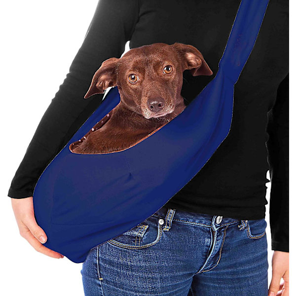 Hund Katt bärsele Handsfree Vändbar husdjursväska Mjuk påse Tygdesign djupblå Deep Blue