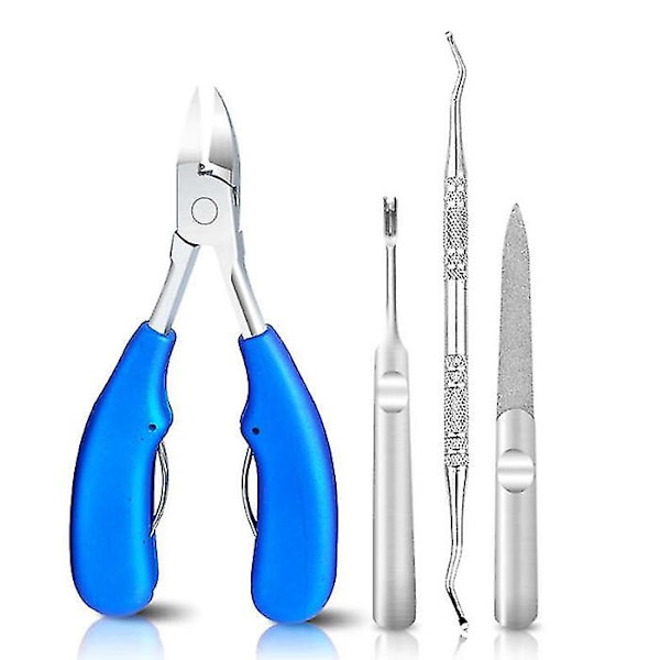 Tånagelklippare Set Tjocka inåtväxta tånaglar Precisionsnagelverktyg Saxblå Blue