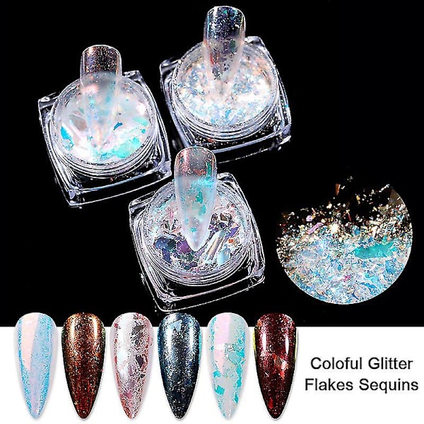 Manicure Ice Platinum Powder Irregular Fairy Aurora Ice Platinum Powder Goblin Pupil Boxed Nail Sequins shape -1