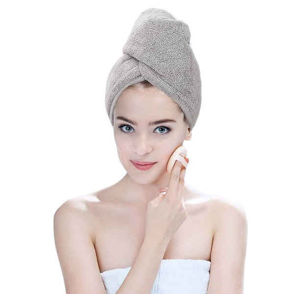 Mikrofiber hårinpackningshanddukar för torkning av långt hår 2-pack blått och grått för kvinnor lockigt hår Anti frizz