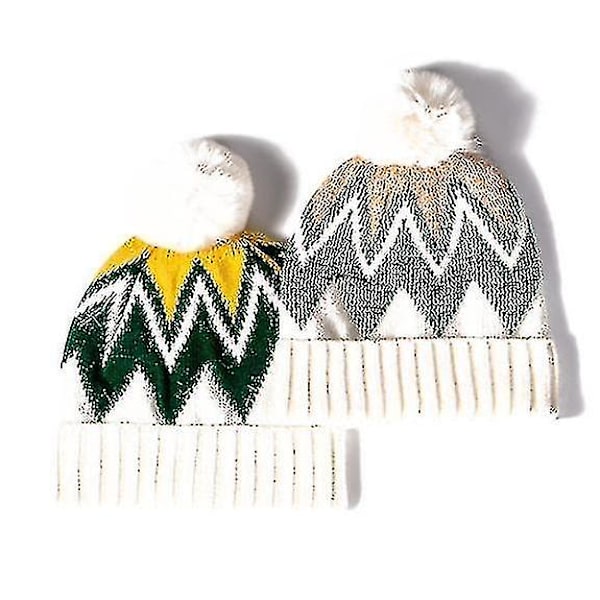 Hhcx-Womens Beanie Hats Faux Fur Pom Beanie Vinterlue light green