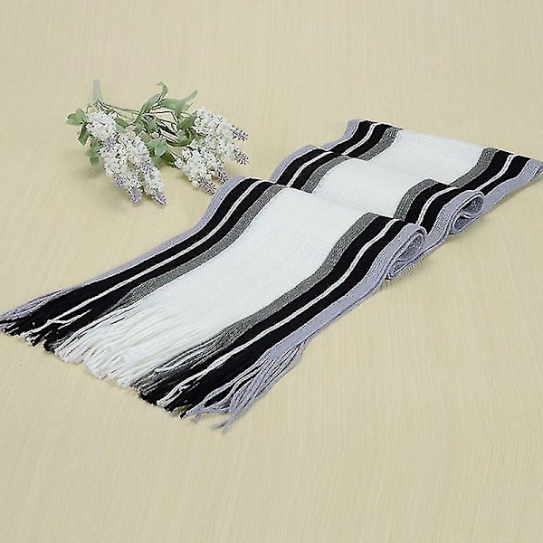 Miesten talvi raidalliset huivit Tupsu pitkä huivi Fringe Shawl Wrap Stole White