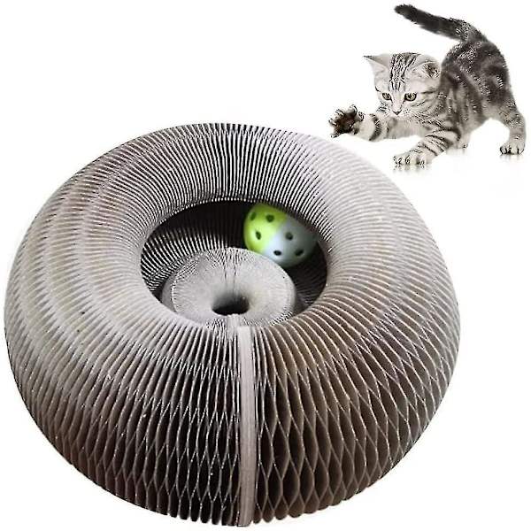 Kattleksak Deformerad Kattskrapbräda Vikorgan Korrugerat papper Kattsand Klo Gnuggverktyg Kattunge Skrappelare, interaktiv vikbar repa