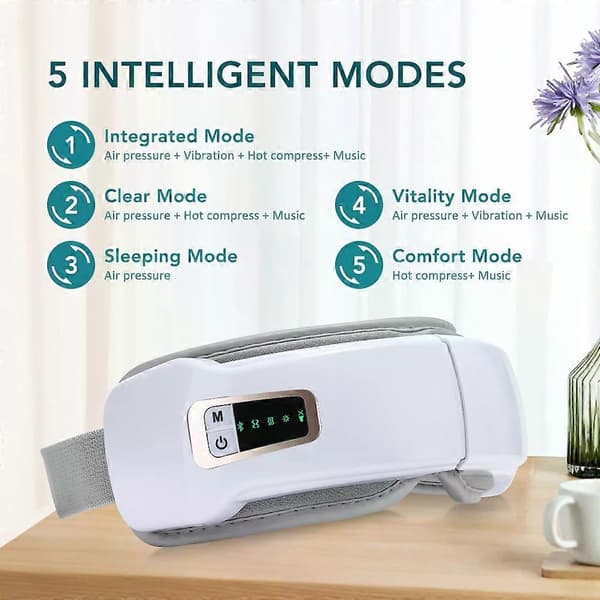 【BQ】Trådløs elektrisk øjenmassager Bluetooth lufttryk vibrationsmassage