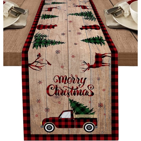 Rød plaid træ tekstur lastbil med juletræ snefnug Ugly print til spisning Ro