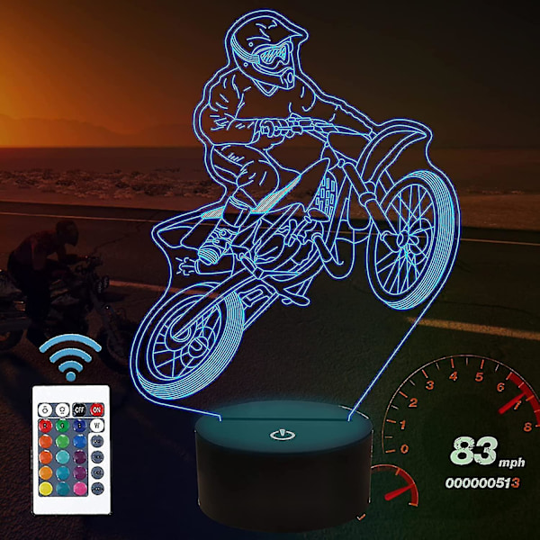 Dirt Bike presentatør for pojkar, til Motocross 3d Night Light Illusion Lamp