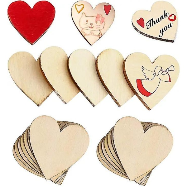 120 kpl Mini Rustic Puinen Love Heart Hääpöytä Scatter Luonnollinen Puu Sydänkäsityöt Lasten Tee itse Manuaalinen Patch Kodinkoristeet
