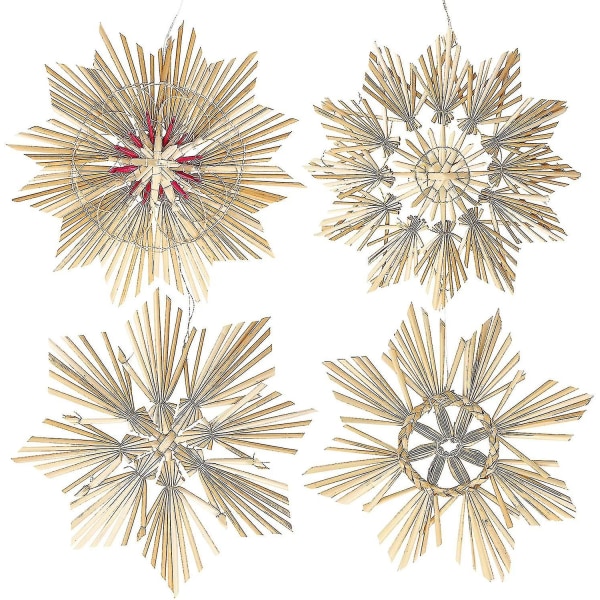Barsinfi 56 Pieces Of Straw Star Set Olkiriipus Luonnollinen joulukuusenkoriste