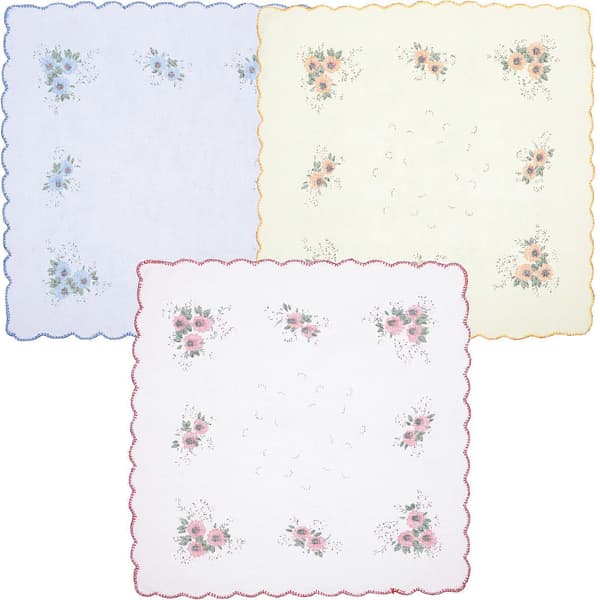 【BQ】12 stk. blomstertrykte bomullslommetørklær for kvinner, delikat design (tilfeldig stil)