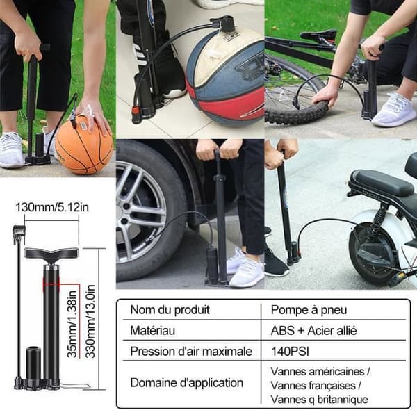 Manuel cykelpumpe til el-løbehjul/boldlegetøj/badering, sort -