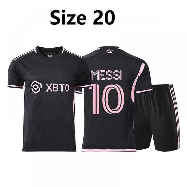 Set i 20 storlekar, no.10 Fotbollsträningsuniform, Messi-fotbollströjor, finns i barn- och vuxenstorlekar (barnsvart)