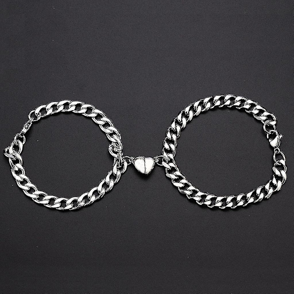 2 kpl Magnet Lovers rannekoru pariskunnille Hopeat Heart Charm riipus rannekorut A