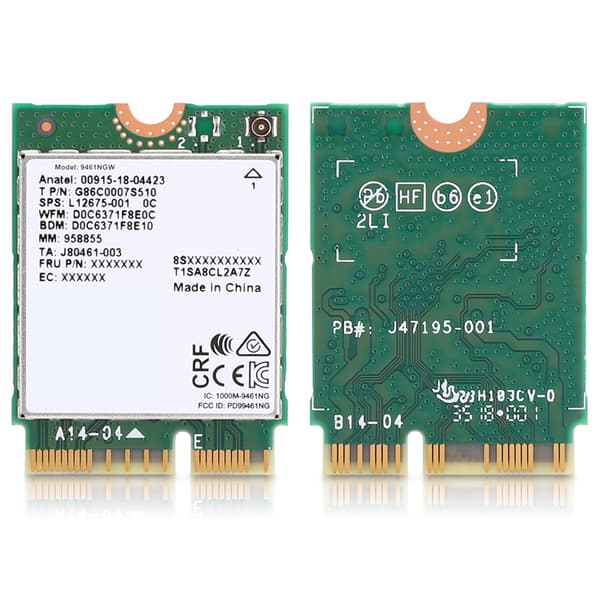 Intel 9461NGW trådlöst nätverkskort - M.2-gränssnitt, 433 Mbps, Bluetooth 5.0-stöd