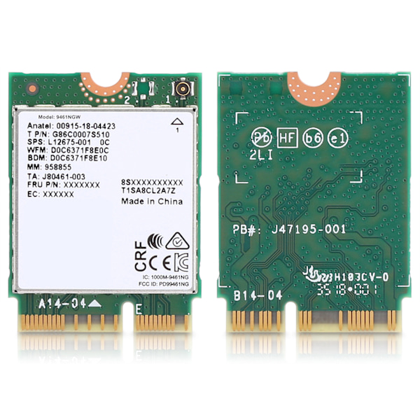 Intel 9461NGW trådløst netværkskort - M.2-grænseflade, 433 Mbps, Bluetooth 5.0-understøttelse