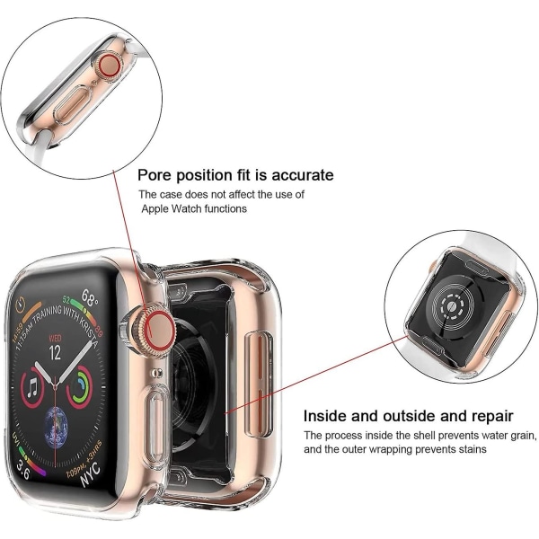 45 mm case för Apple Watch Series 8 Series 7 skärmskydd, övergripande case Tpu Hd Ultratunt cover för Iwatch, genomskinlig 41mm
