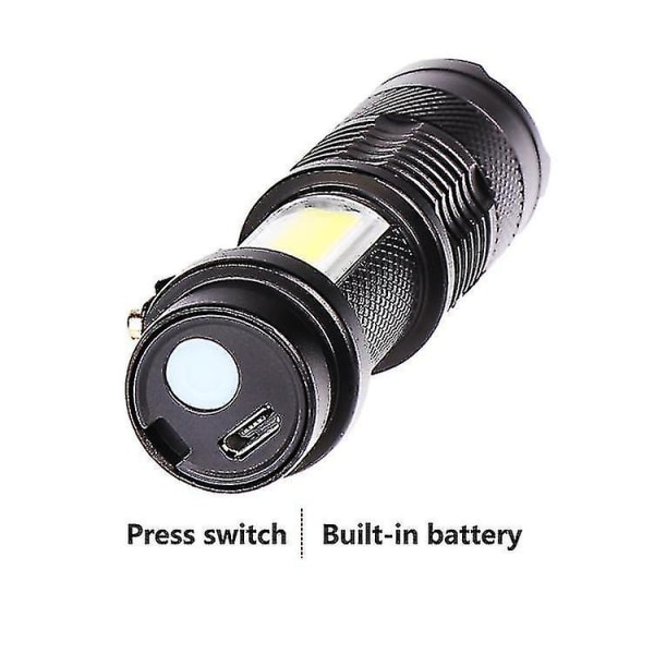 Hhcx-xanes Sk68 Led+cob 3modes Front + Side Light Usb Rechargeable Zoomable Mini Led Flashlight Suit