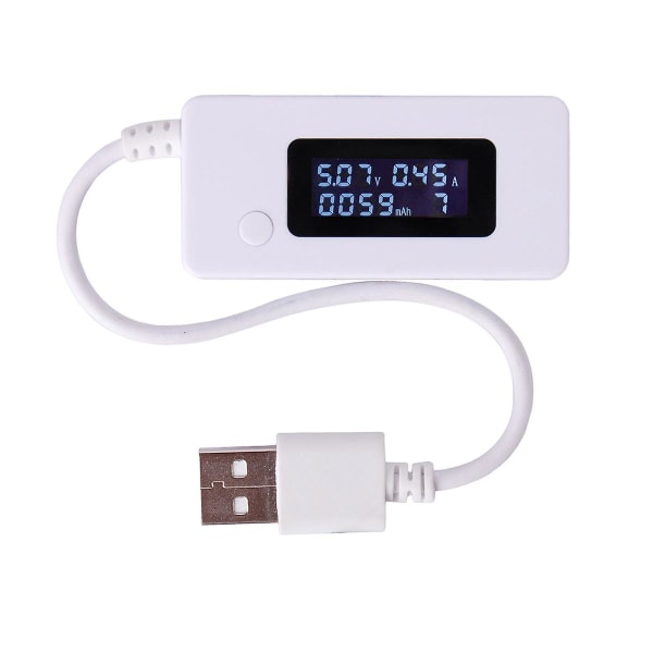 LCD- USB laturin kapasiteetin virtajännitteen testausmittari puhelimen power white