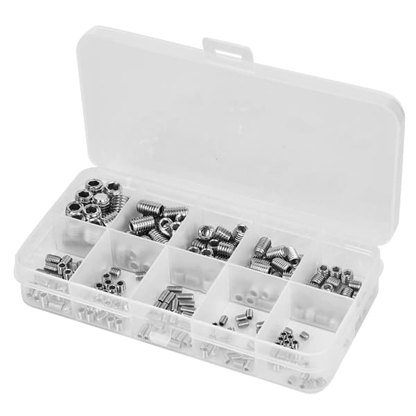 245 stk. Hodeless Set Skruer Sett Rustfritt Stål Hex Socket Konkav Ende Festemidler