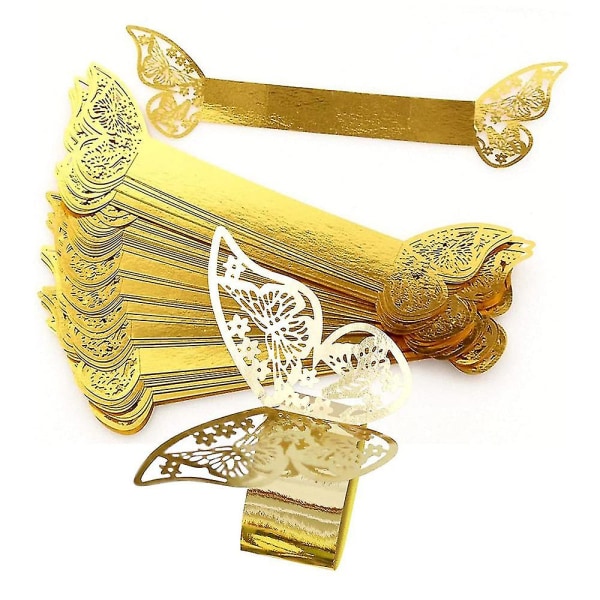 100 st Butterfly Paper Servettringar Bröllop Fest Serviett Bordsdekoration Restaurang Genombruten Butterfly Paper Ring