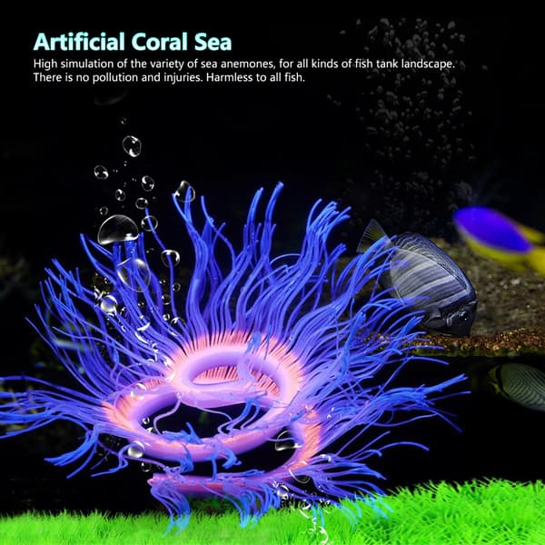 Blå silikon korall sjöanemon akvarium dekoration