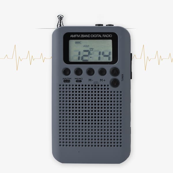 Digitaalinen AM/FM-stereo taskuradio - Harmaa
