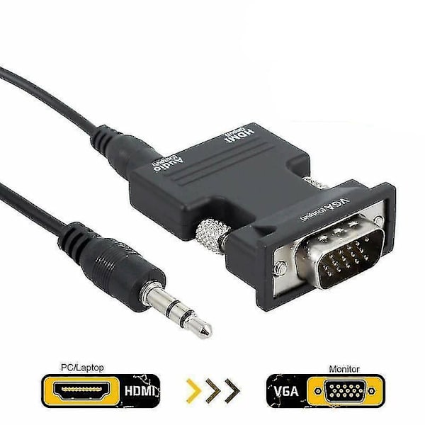 HDMI hona till vga hane adapter omvandlare med ljudkabel stöd 1080p utgång