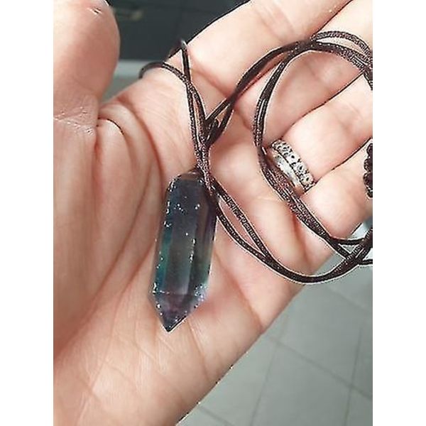 Fluorithänge Crystal Hex Corner Pointer Bottle Terminal Pendant Halsband Svart Black