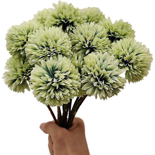 12 kpl Keinotekoisia krysanteemipallokukkia silkkivarrella Hortensia-asetelma Kukkakimppu -sininen green
