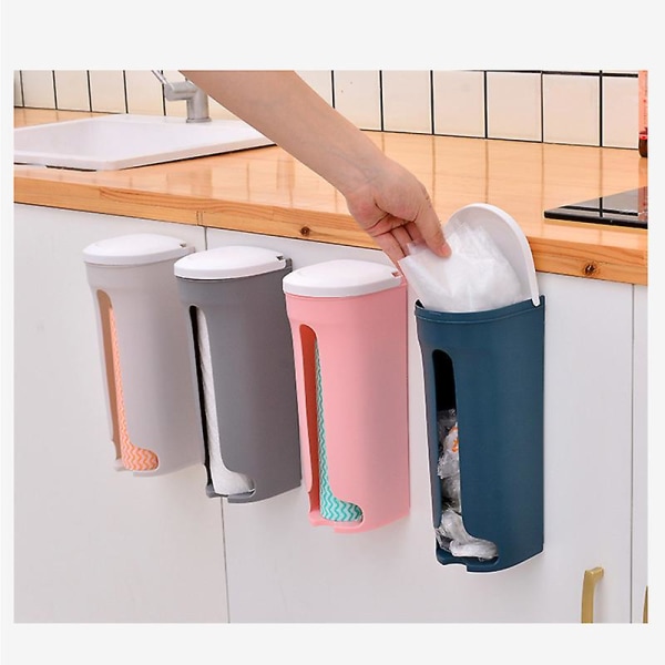 Plastposedispenser Veggmontert Dagligvare Søppel Søppelposer Organizer Oppbevaring