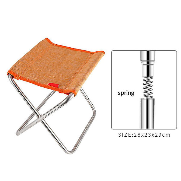 Rustfrit stål Fjeder Foldestol Udendørs Fiskeri Camping Grill Foldestol Orange