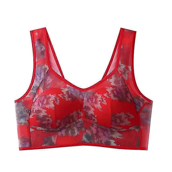 Ice Silk Lace Cooling Comfort BH, Knapløst design, Behagelig pasform red L
