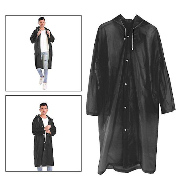 Unisex regnjacka med huva Poncho utomhus vattentät regnjacka svart