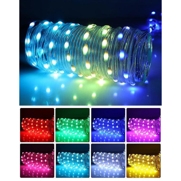 Christmas Tree RGB Lights Smart Bluetooth Control USB LED String Lamp Outdoor App Fjernkontroll Garland Fairy Lights Dekorasjon 5 meters 50 lights