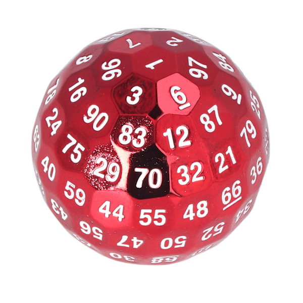 100-sidet metal polyhedral terning tung lys rød rollespil terning