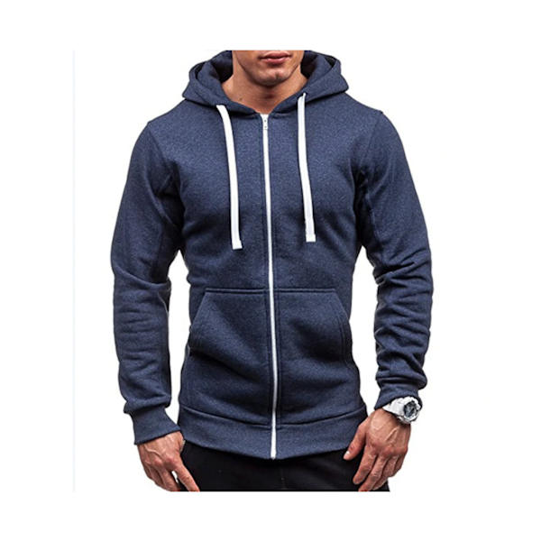 Hættetrøje Jakke Sweatshirt Herre Sport Vinter Casual Frakke Toppe-Marineblå Størrelse XL