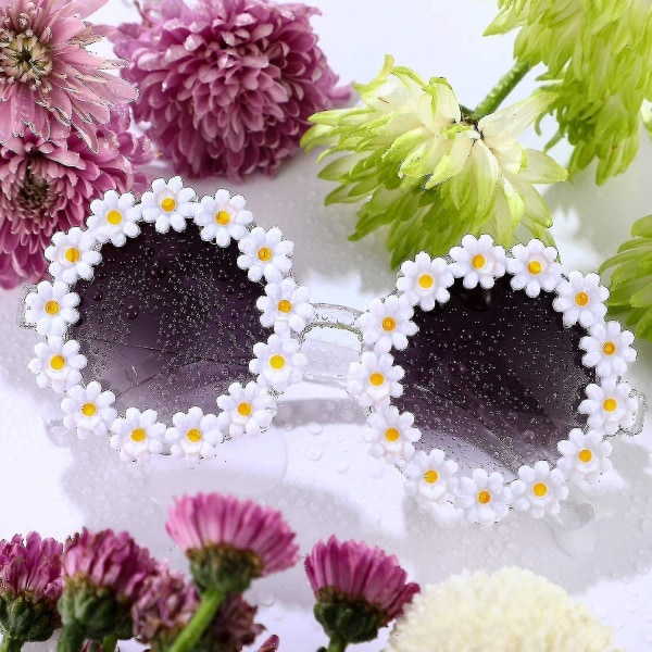 3 Packs Daisy Flower Sunglasses Daisy Shape Round Glasses Novel Floral Party Sunglasses Eyewear For