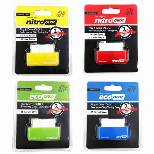 【BQ】ECO OBD2 Detektor Flasher Drivstoffeffektivitet Chip Tuning Box 1 stk for Bensinbiler Blå Blue 10*10*3
