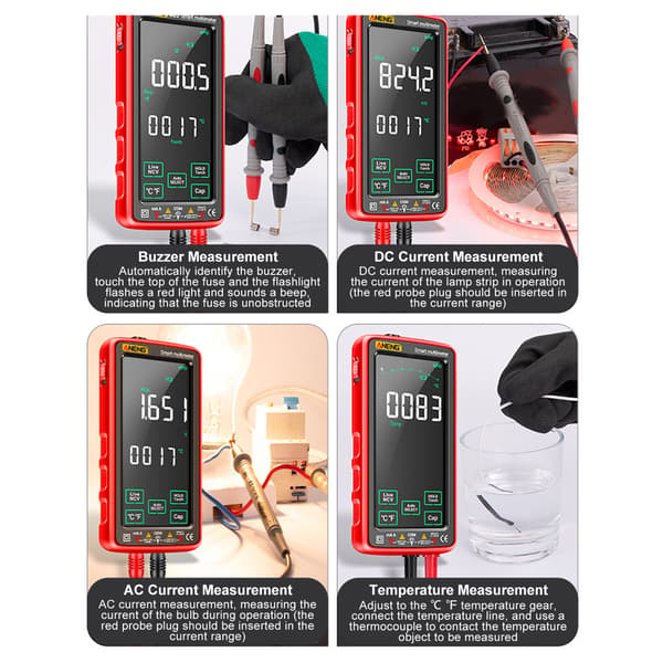 Digitalt Multimeter 6000 Tællinger Auto Område Spænding Strøm Modstand Tester Fuld Skærm LCD