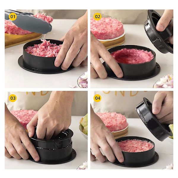 Abs Hamburger Köttpressmaskin Rund Form Non-stick fyllda hamburgarebiffar Nötkött Grill Konditorivaror Form Kökstillbehör PP White Single Set